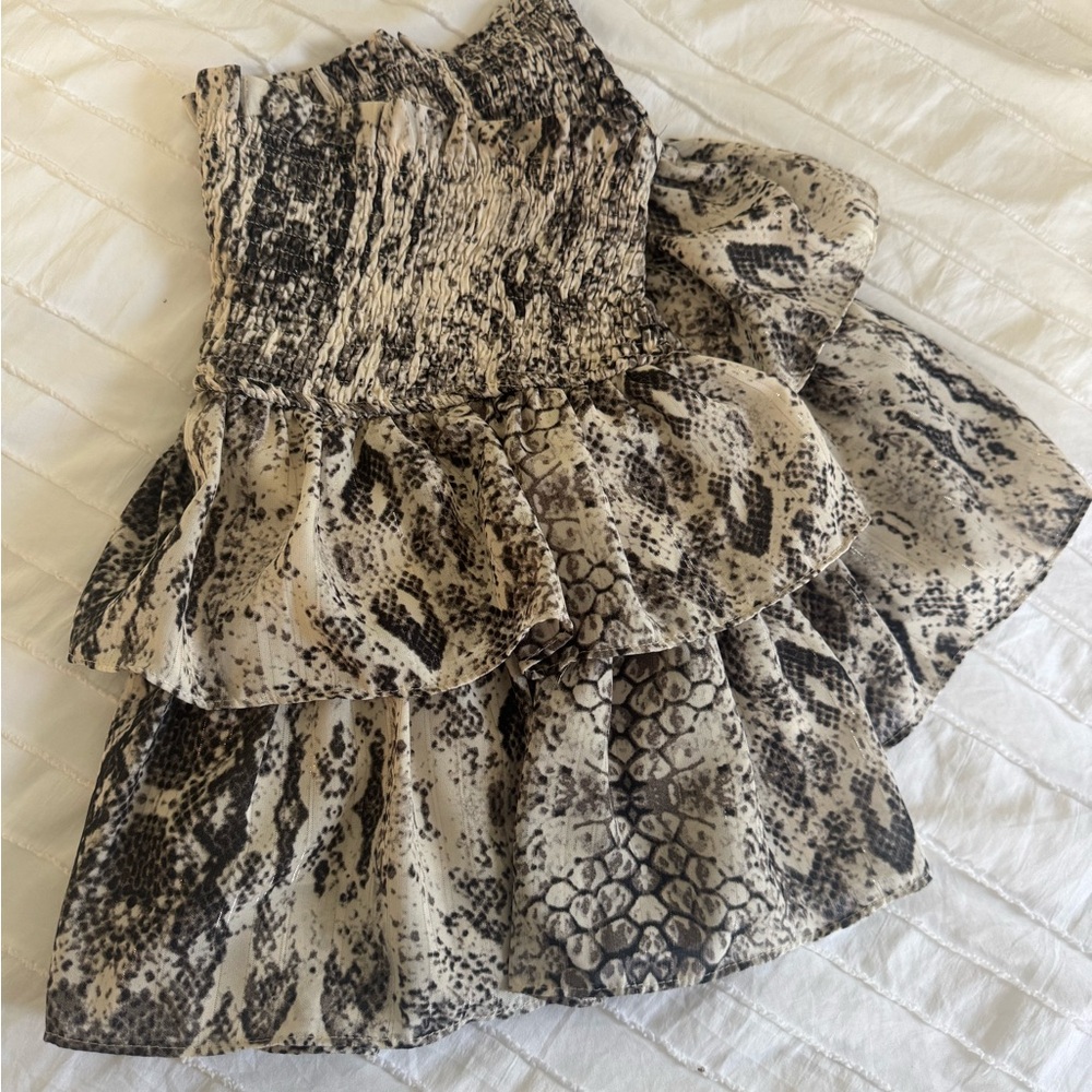 Vestique Snakeskin Print Ruffled Skirt